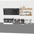 Modern Cafe Kitchen Setup With Multiple Coffee Machines And Dining Utensils 3d model