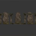 Ancient Stone Sculpture With Moss Covered Pillars And Slab Structures 3d model