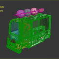 Colorful Cartoon Style Food Truck With Three Round Models On Roof Green Orange Brown Design