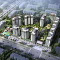 Modern High Rise Residential Buildings With Green Spaces Roads And Community Facilities