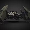 Green Multi Legged Smart Machine With Detailed Mechanical Structure 3D Rendered Against Black Background 3d model