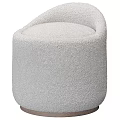 White Plush Ottoman with Curved Design Modern Home Comfortable Seating Furniture