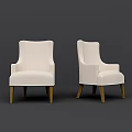 Comfortable Modern Upholstered Dining Chairs with Armrests and Wooden Legs Design