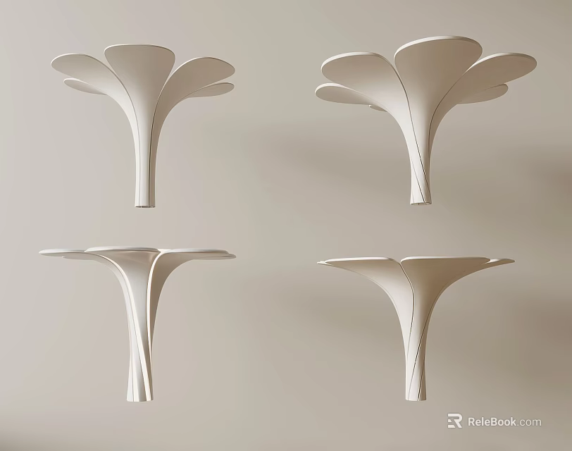 White Petal Shaped Decorative Sculptural Shelves For Modern Home Decor 3d model 