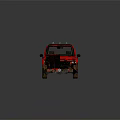 Old Red Pickup Truck With Worn Body And Roof Lights On Dark Background