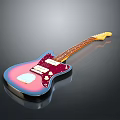 Glossy Electric Guitar With Pink Purple Gradient Body Wooden Neck And Pickups