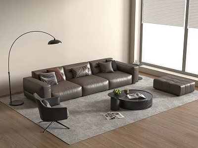 Modern Italian Sofa Combination Sofa Combination Leather Sofa Three-Seat Sofa Single Sofa 3d model