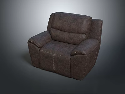 Dark Brown Leather Single Sofa With Modern Design And Comfortable Armrests 3d model