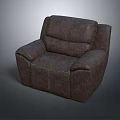 Dark Brown Leather Single Sofa With Modern Design And Comfortable Armrests 3d model