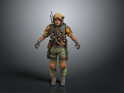 Military Tactical Soldier Figure With Helmet Backpack And Combat Gear 3d model