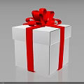 Decorative White Gift Box With Red Ribbon And Festive Bow For Special Occasions