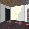 Spacious Yoga Studio With Bright Windows Pink Mats Exercise Balls And Mirror Walls