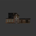 Red Brick House Model With Black Roof Chimney Wooden Extension And Windows