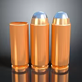 Three Copper Bullet Casings With Silver Tips Arranged In Reflective