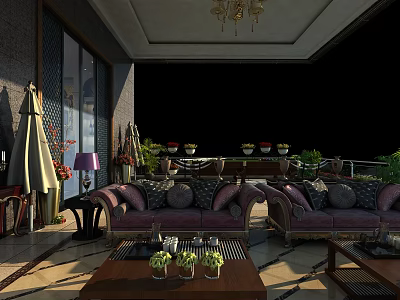 Elegant Modern KTV Lounge With Comfortable Sofas Coffee Tables And Decorative Chandeliers 3d model