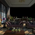 Elegant Modern KTV Lounge With Comfortable Sofas Coffee Tables And Decorative Chandeliers