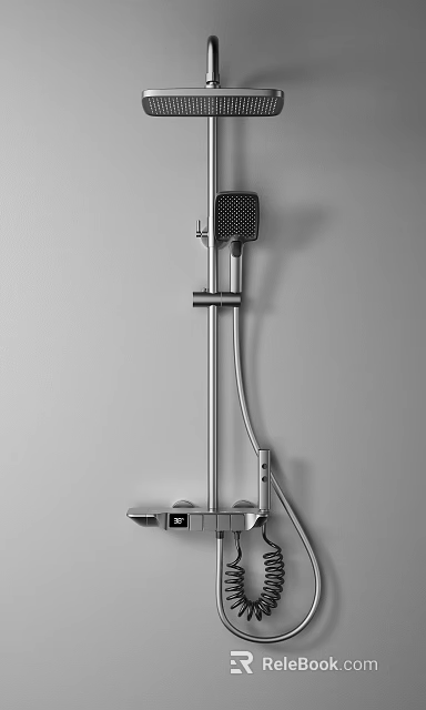 Modern Metal Shower Head System With Handheld Spray And Adjustable Bracket 3d model