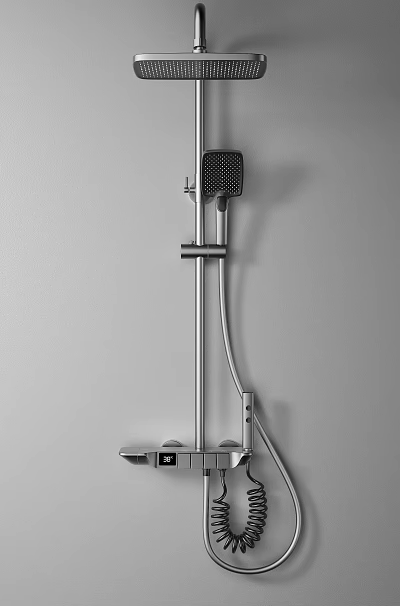 Modern Metal Shower Head System With Handheld Spray And Adjustable Bracket 3d model