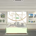 Modern Green Frame Glass House Real Estate Sales Office With Cozy Outdoor Leisure Lounge Area