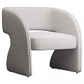 Plush Beige Modern Leisure Chair With Curved Armrests And Unique Base