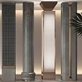 Modern Decorative Columns with Various Textures Metal Accents and Architectural Details in Contemporary Interior Space