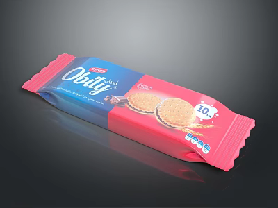 Obily Round Cookies In Pink And Blue Packaging With 10 Pieces 3d model
