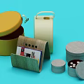 Various Colorful Household Storage Boxes With Round Lids And Different Designs