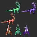 Colorful Multi Headed Dragons With Red Green Purple Scales As Mythical Fantasy Creatures