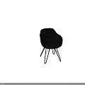 Black Leather Leisure Chair With Pleated Backrest And Modern Metal Spider Legs