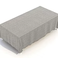 Rectangular Table Covered With Gray Linen Wrinkled Tablecloth On White Background 3d model