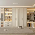 Modern Walk In Closet Interior Design With White Cabinets Glass Doors And Soft Lighting