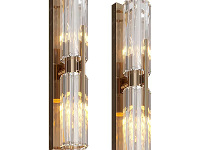 Elegant Modern Crystal Wall Sconces With Metal Frame And Warm Illumination Effect 3d model