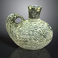 Ancient Style Hand Carved Stone Sculpture Vase With Textured Surface And Handle