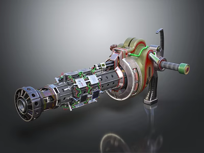 Industrial Mechanical Equipment Cross Section With Gears Shaft Handle And Metal Components 3d model