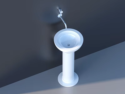 White Pedestal Sink With Chrome Faucet Modern Bathroom Fixture For Daily Use 3d model