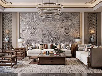 New Chinese Living Room 3d model