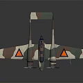 Vintage Camouflage Airplane Model Featuring Twin Engine And Orange Wing Triangles Design