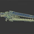 Futuristic Blue Mechanical Weapon With Sleek Metallic Finish And Detailed Sci Fi Design
