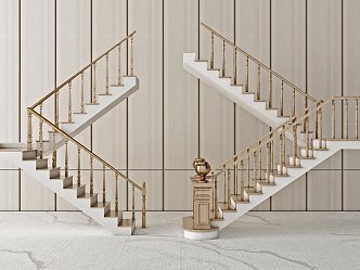 American Stair Solid Wood Stair Combination 3d model