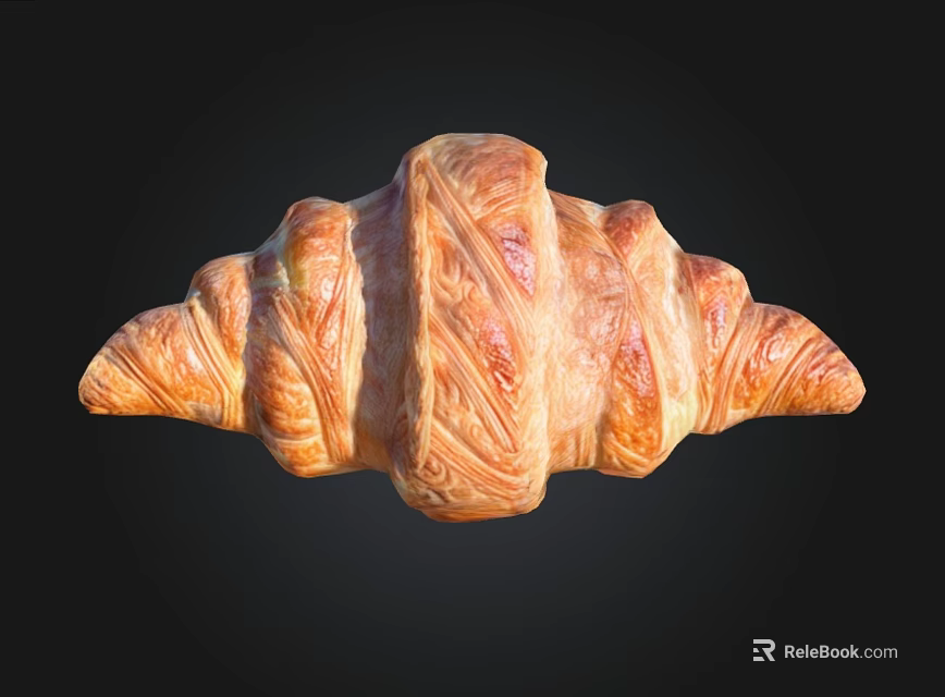 Golden Flaky Croissant with Layers of Buttery Pastry and Crispy Texture 3d model 