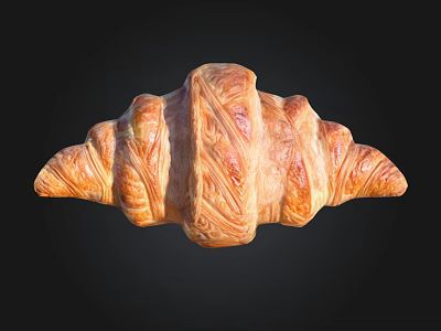 Golden Flaky Croissant with Layers of Buttery Pastry and Crispy Texture 3d model