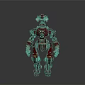 Red Mechanical Robot Character Design With Metallic Structure And Gold Accent Details
