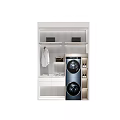 Practical Home Balcony Design With Stacked Washing Machine Dryer And Storage Cabinets