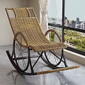 Wicker Rocking Chair With Black Frame And Comfortable Design By Window With City Park View