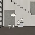 Modern lamp combination mushroom lamp combination 3d model