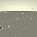 Tranquil Waterfront Scenery With Boats Pier Birds And Distant Land Under Blue Sky