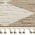 Square Rug With Beige And White Diamond Pattern Woven Design And Tassel Edges