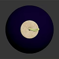 Purple Spherical Bomb With Wooden Cork And Yellow Fuse On Gray Background