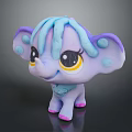 Cute Purple Elephant Toy with Blue Hair Dots on Ears Big Eyes and Pink Feet