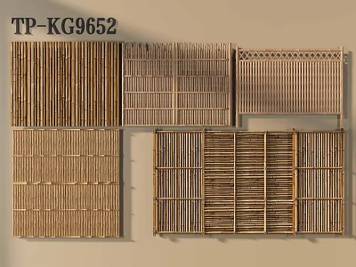 Wooden Fence Designs With Various Grid Patterns And Panel Styles For Outdoor Areas 3d model